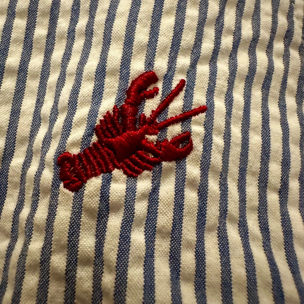 Seersucker Embroidered Lobster Men’s Shorts Size 35 Berle